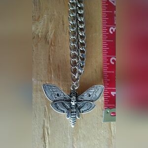Silver Tone DeathMoth Pendant Necklace
